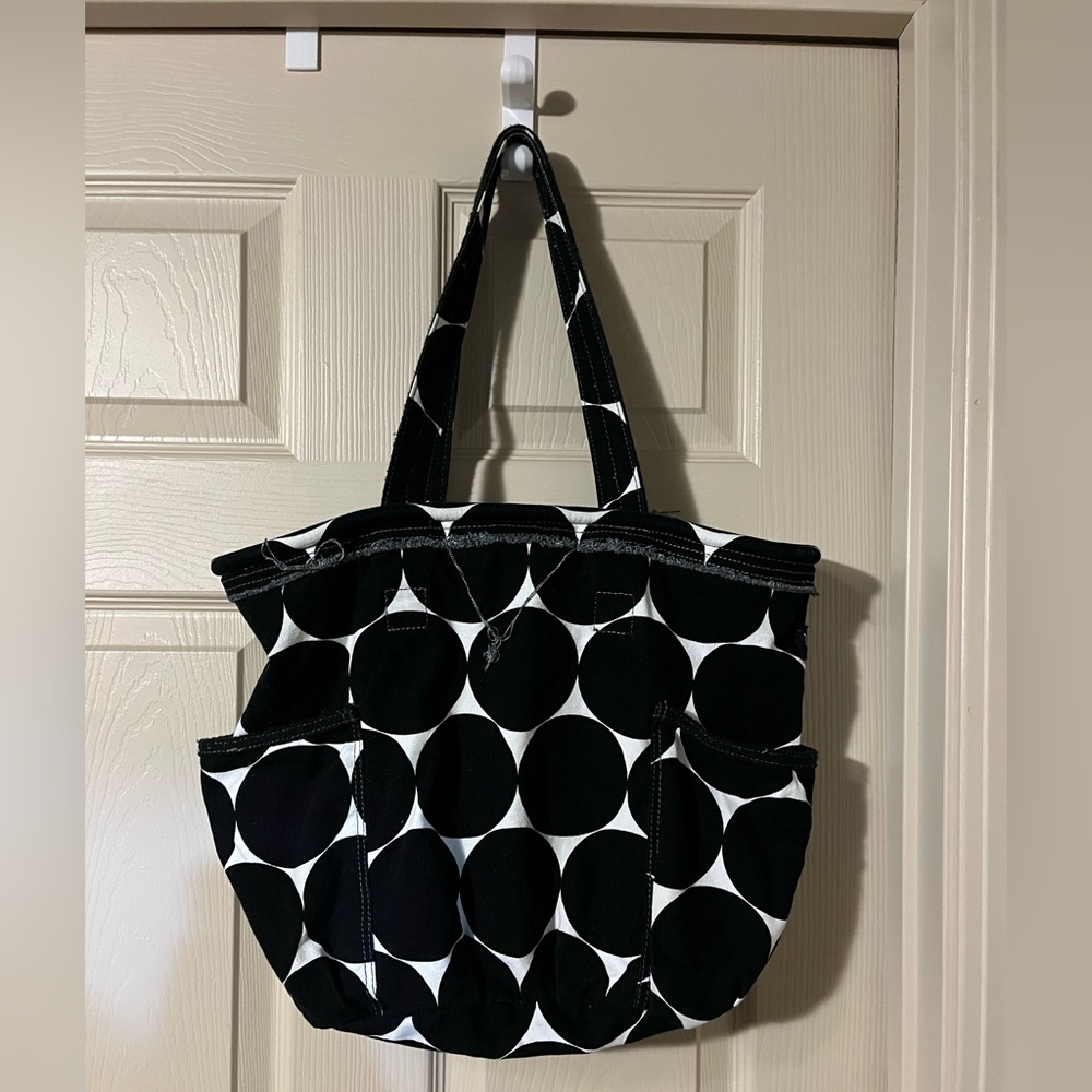 Thirty One Retro Metro tote bag.  Black & White polka dots